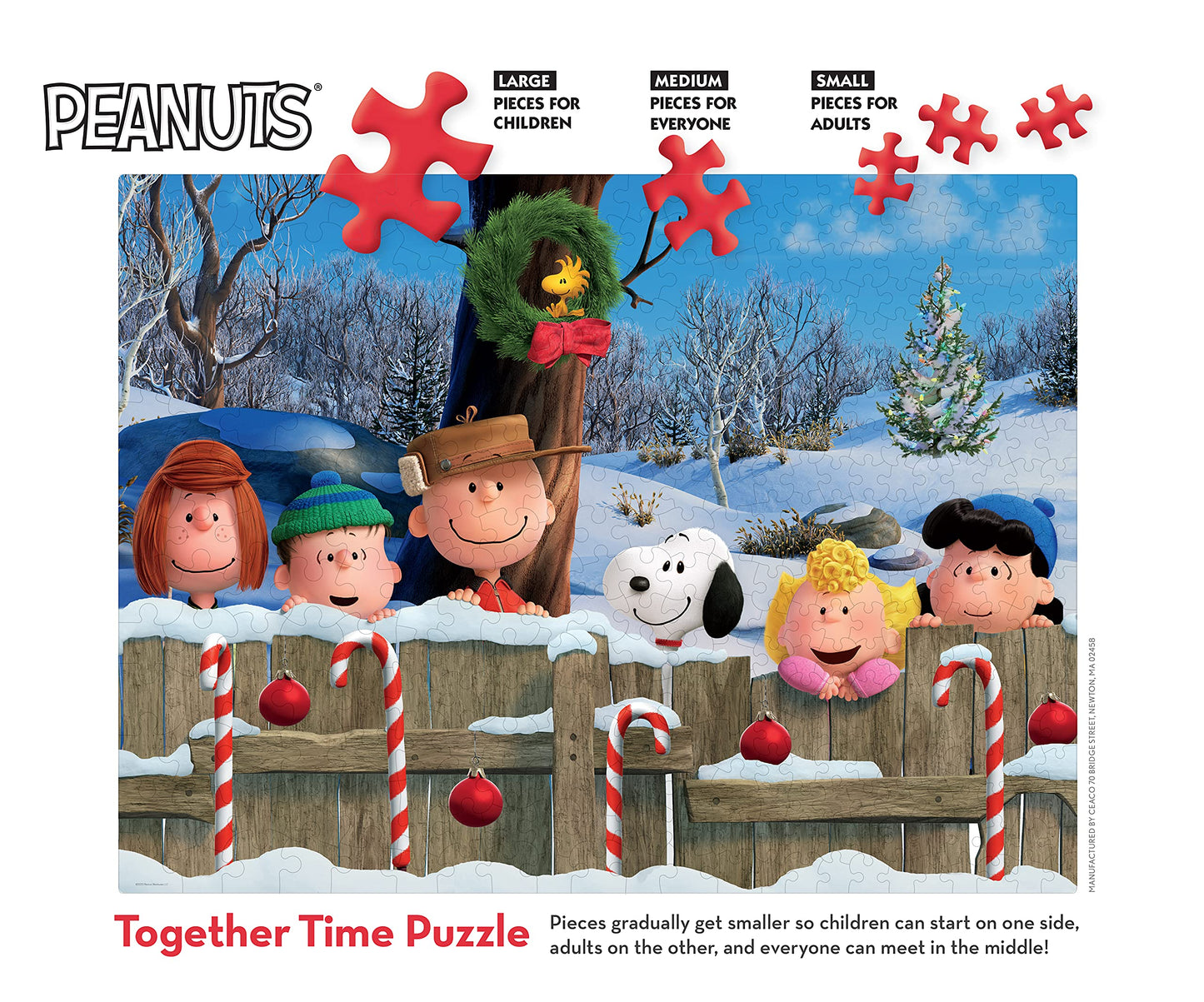 Ceaco - Together Time Collection - Holiday - Fence, (3) Piece Sizes - Standard, Medium, And Oversized 400 Piece Jigsaw Puzzle