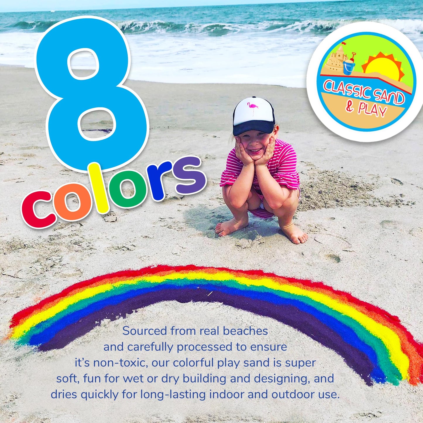 Classic Sand And Play Rainbow Colored Play Sand, 20 Lb. Bag, Natural And Non-Toxic, Fun Wet And Dry Indoor And Outdoor, Sandbox,