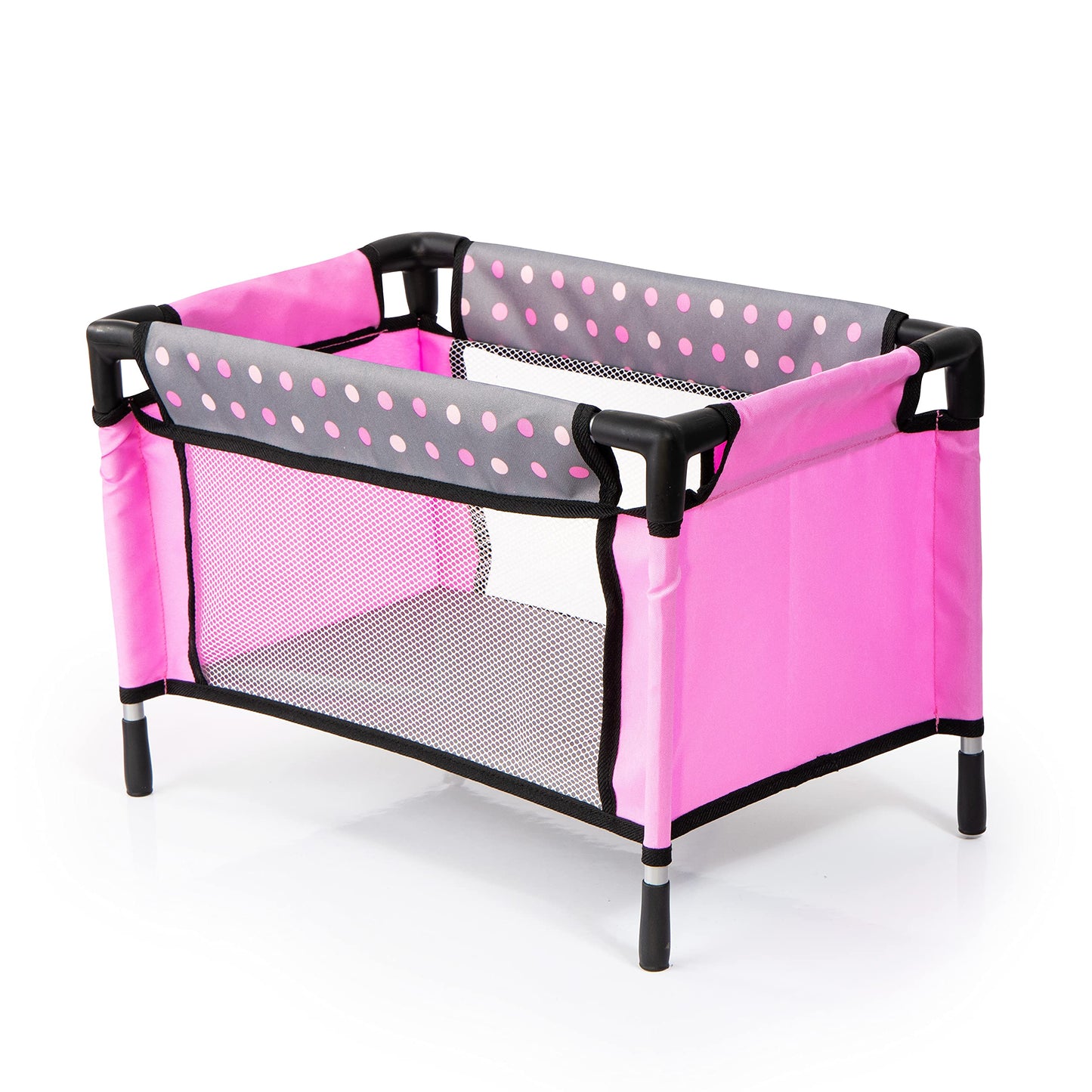 Bayer Doll High Chair/Crib Set, Grey, Pink With Dots