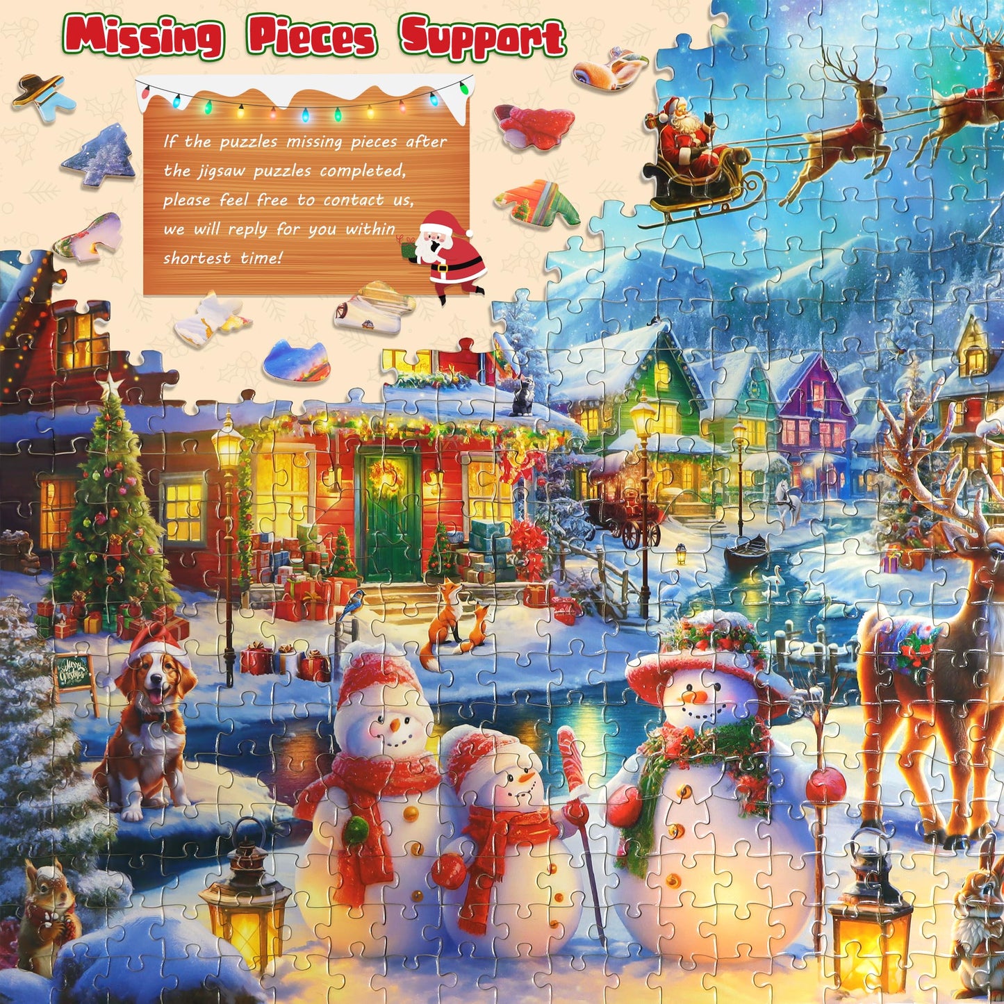 500 Piece Christmas Puzzle For Adults And Kids Santa'S Secret Village Jigsaw Puzzle With Irregular Shape Christmas Puzzle Gift F