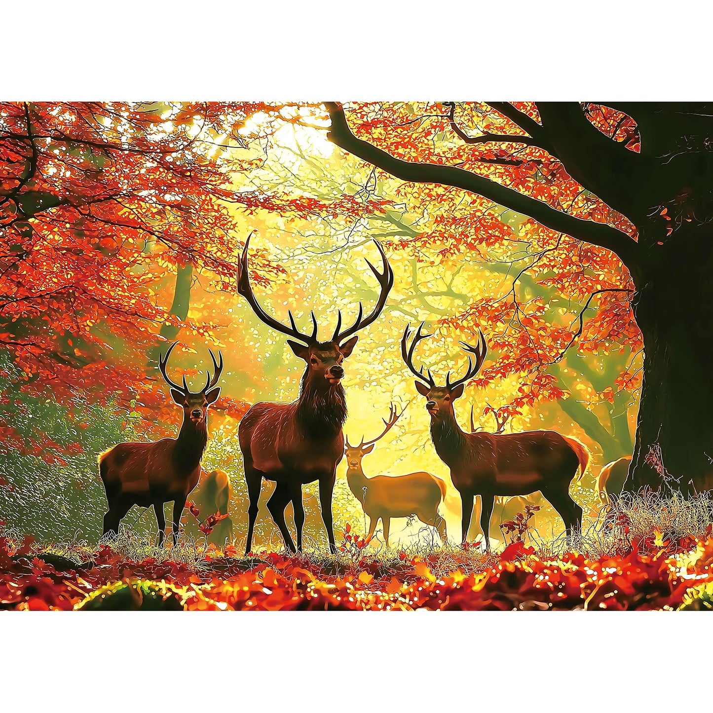 Miniwan 1000 Piece Jigsaw Puzzle For Adults, Impossible Hard Difficult Challenging Puzzles For Adults, Autumn Elk Nature Landsca
