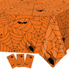 Halloween Tablecloth 3Pcs Orange Spider Web Tablecloth Halloween Party Decorations Supplies Rectangular Spider Cobweb Plastic Table Cover For Halloween Baby Shower, Birthday Decorations - 54' X 108'