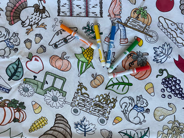 The Coloring Table - Thanksgiving And Fall Fun Design - Rectangle Tablecloth - Fabric Coloring Tablecloth - Colorable Designs -