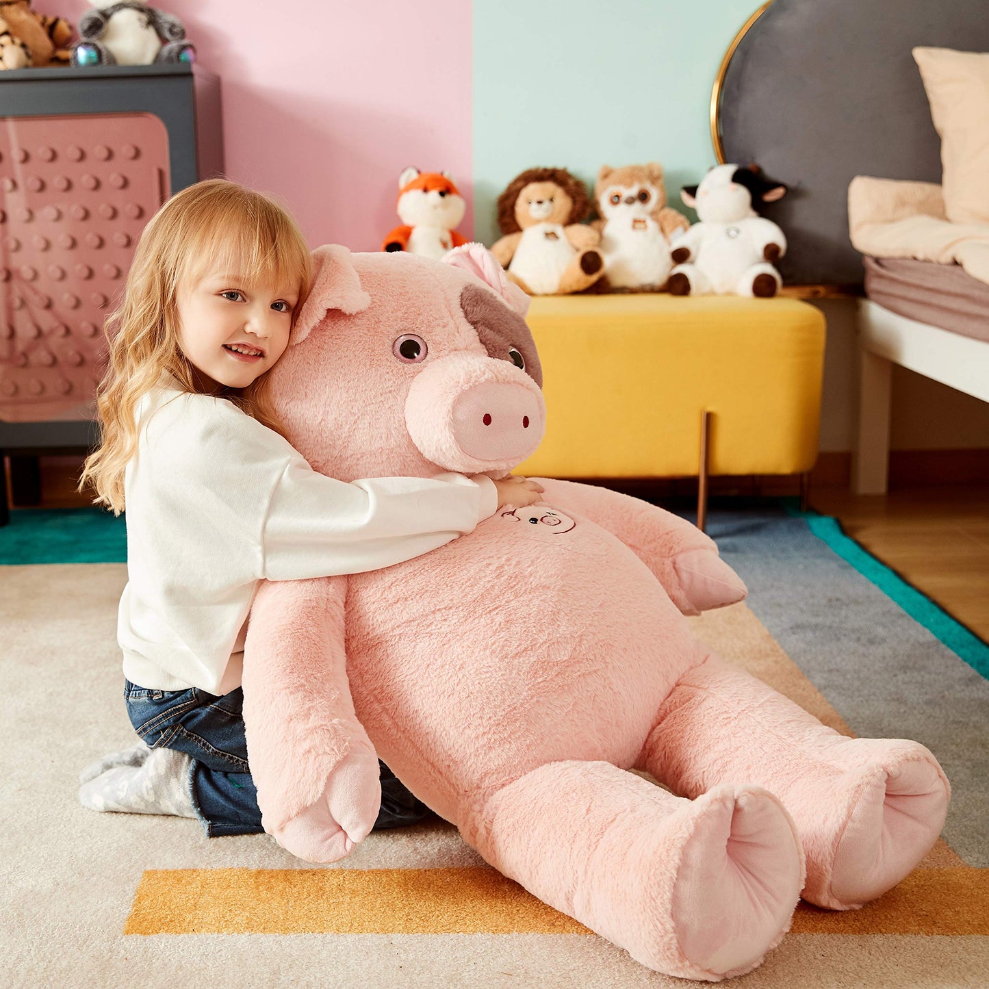 Ikasa Stuffed Toy Jumbo Pig, 30'' Plush Animal, Premium Quality Soft Toy For Kids, Gift For Birthday Or Holiday