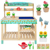 Svan Wooden Toy Gardening Center Playset - 22 Pc Indoor Garden Set with Flowers & Tools - Interactive Pretend Play for Kids