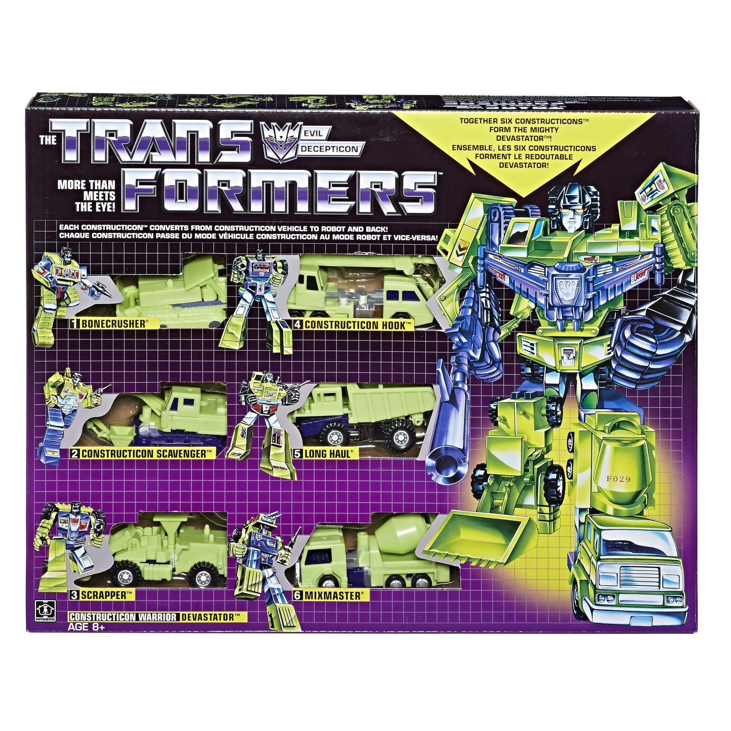 Transformers Vintage G1 Constructicon Devastator 6-Figure Collection Pack, 4" Green Plastic, Model E2053