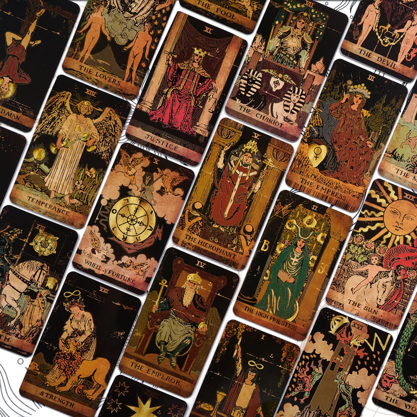 CRAFTERIAN Tarot Cards, 78-Card Deck in Black, Beginner & Expert Friendly with Guide Book & Gift Bag, Fortune Telling & Divination Tools