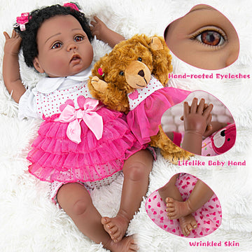 Milidool Black Reborn Baby Dolls Girl Lifelike Weighted African American Newborn Girl Dolls 22 Inch Baby Dolls That Look Real Gi