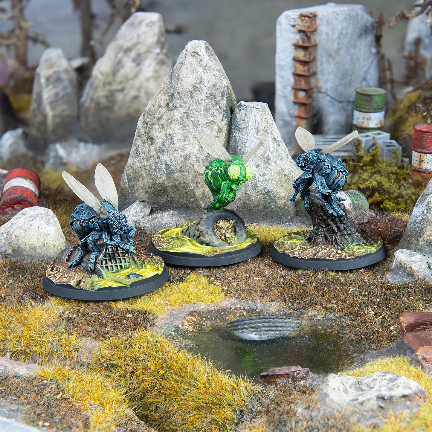 Modiphius Fallout Wasteland Warfare: Creatures Bloatflies - 3 Miniatures, 32Mm Unpainted Figures, Forged In The Fire Wave, Grey