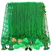 Elefama 74Pcs St Patricks Day Beads Necklaces Bulk With Shamrock Mug Hat Clover Pendant Green Beads Necklace St Patricks Day Acc