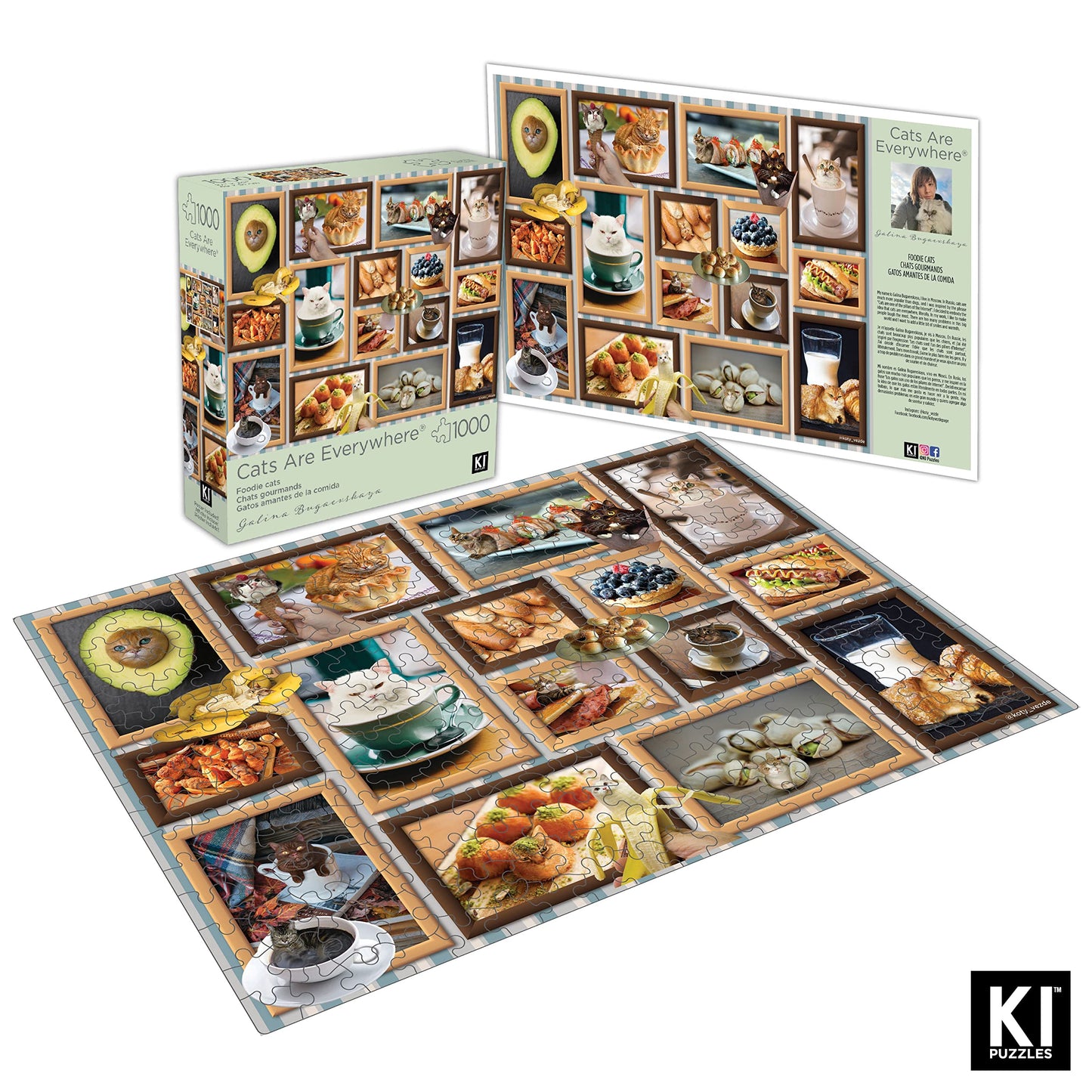 1000 Pieces Puzzle For Adults Cats Are Everywhere Foodie Cats Collage 27X20 Funny Jigsaw By Ki Puzzles