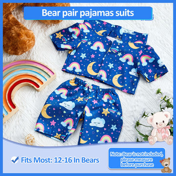 Bunnycool 2 Pcs Pj'S Bear Clothes Outfit, Fit Most 12-16 Inch Bears Stuffed Animal Clothes Pajamas Plushy Clothes For Stuffed An