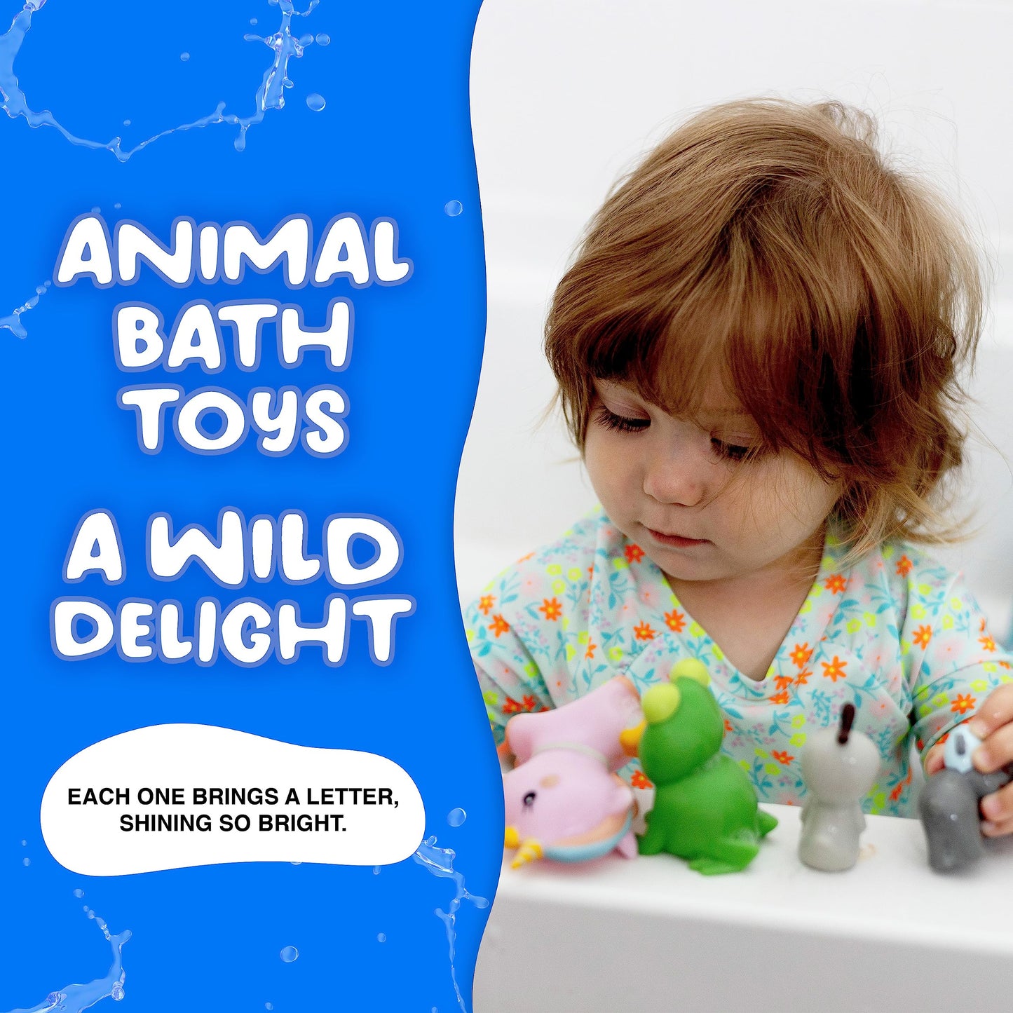 Splashez Mold Free Bath Toys For Babies & Toddlers, Animals No Hole Bath Toys For Kids, Toddler Gift, No Mold Bathtub Water Set For Kids, Pool, Bpa-Free, Safe, Fun, Infant Ages 1 3 6 12 18 Months