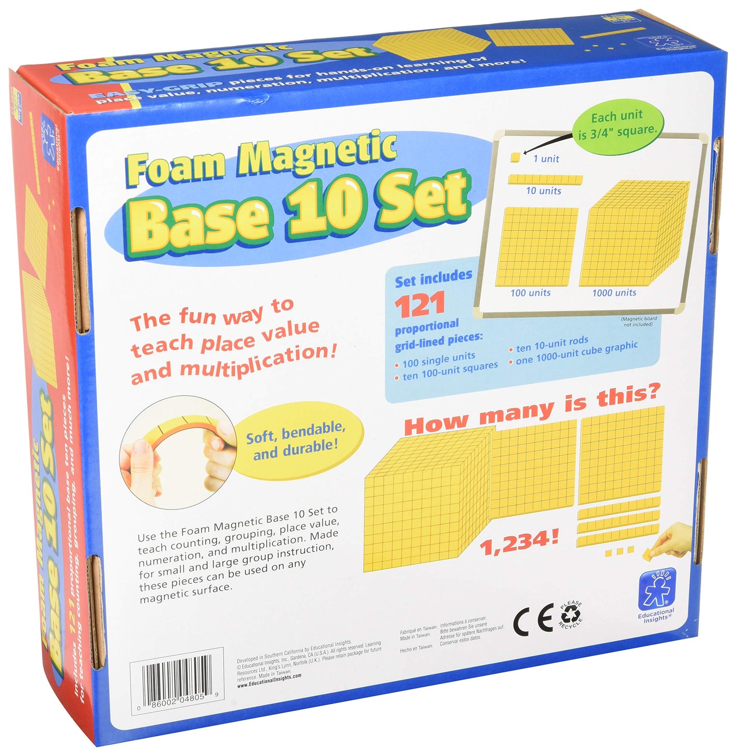 Educational Insights Foam Magnetic Base 10 Set, Giant Size, Easy To Grip, Ages 10 And Up, (121 Pieces)