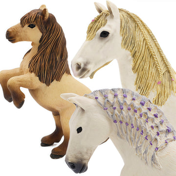 Gemini&Genius Horses Figurine Toy, Farm Premium Horse Animal Playset, Mare And Stallion With Horse Baby Family Action Figures Pa