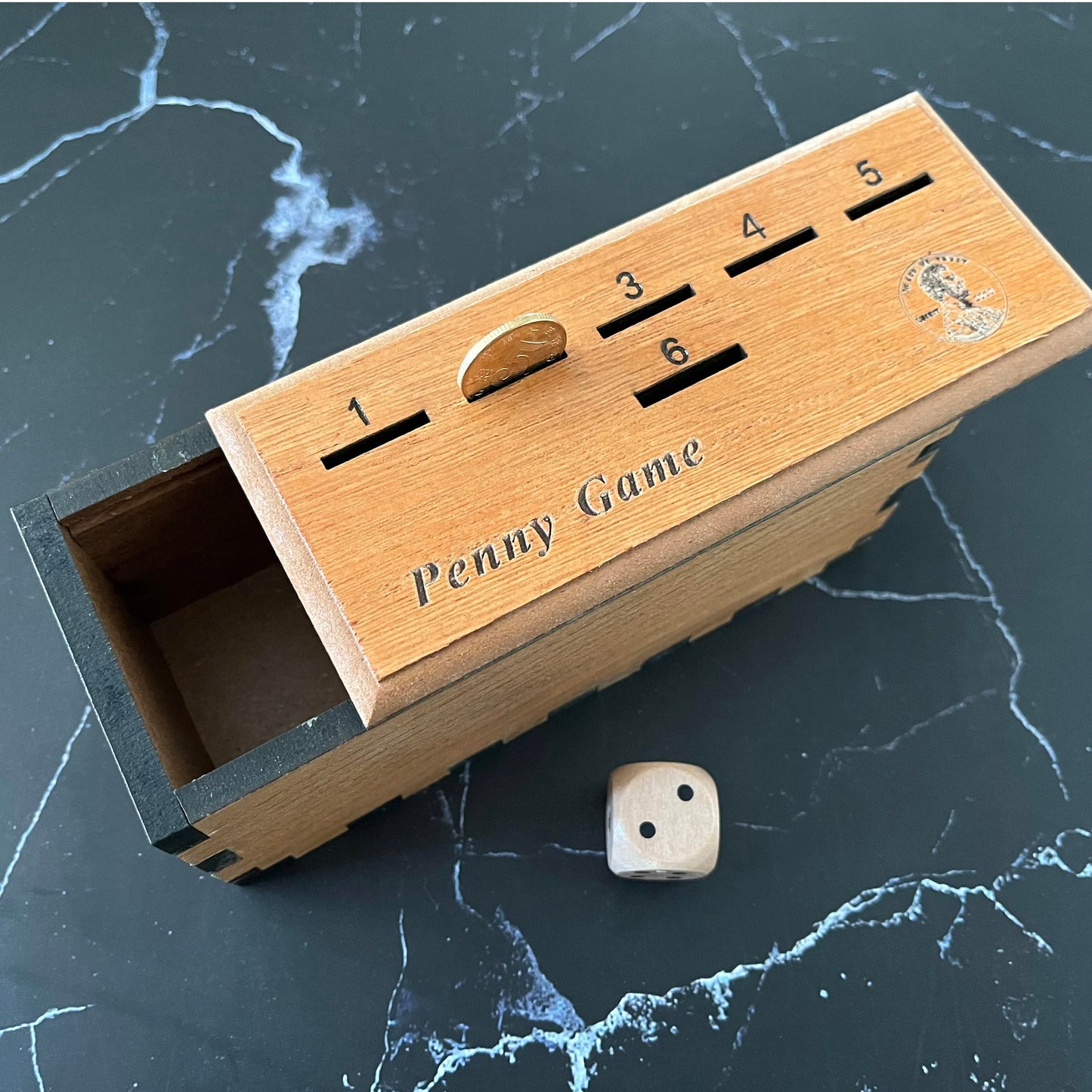 Penny Game, Family Fun Board Game, Drop Game Wood Box For 2-6 Players Premium Version