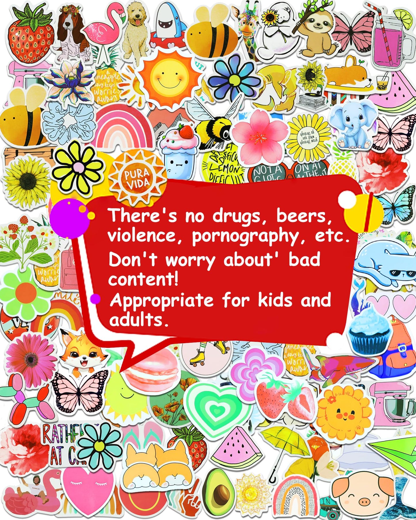Eoaod 600Pcs Water Bottle Stickers For Kids, Cute Stickers For Water Bottles, Vinyl Waterproof Stickers Aesthetic Laptop Sticker