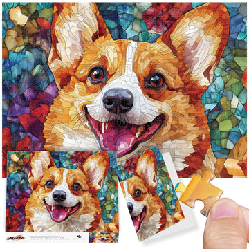 All4Jig Dog Corgi Fun Jigsaw Puzzles For Adults And Kids, 1000 Pieces, Christmas Secret Santa Gift, White Elephant Gifts For Dog
