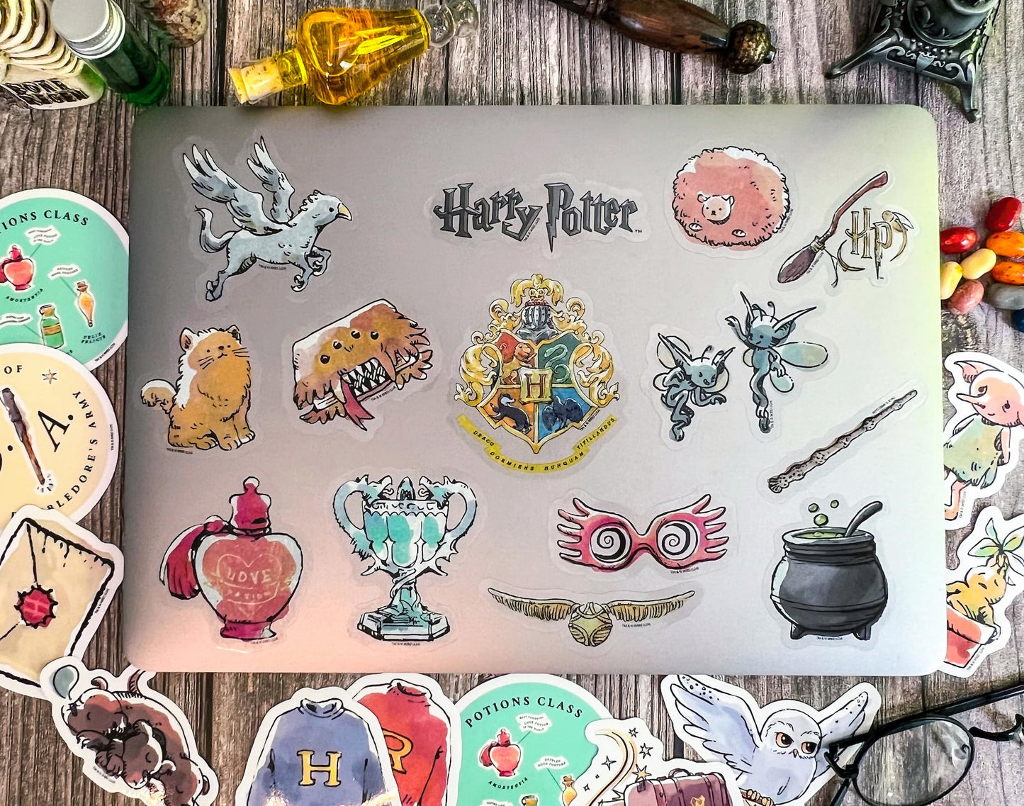 CON*QUEST Harry Potter Vinyl Decal Stickers, 50 Pack, Waterproof, UV & Scratch Resistant, Transparent