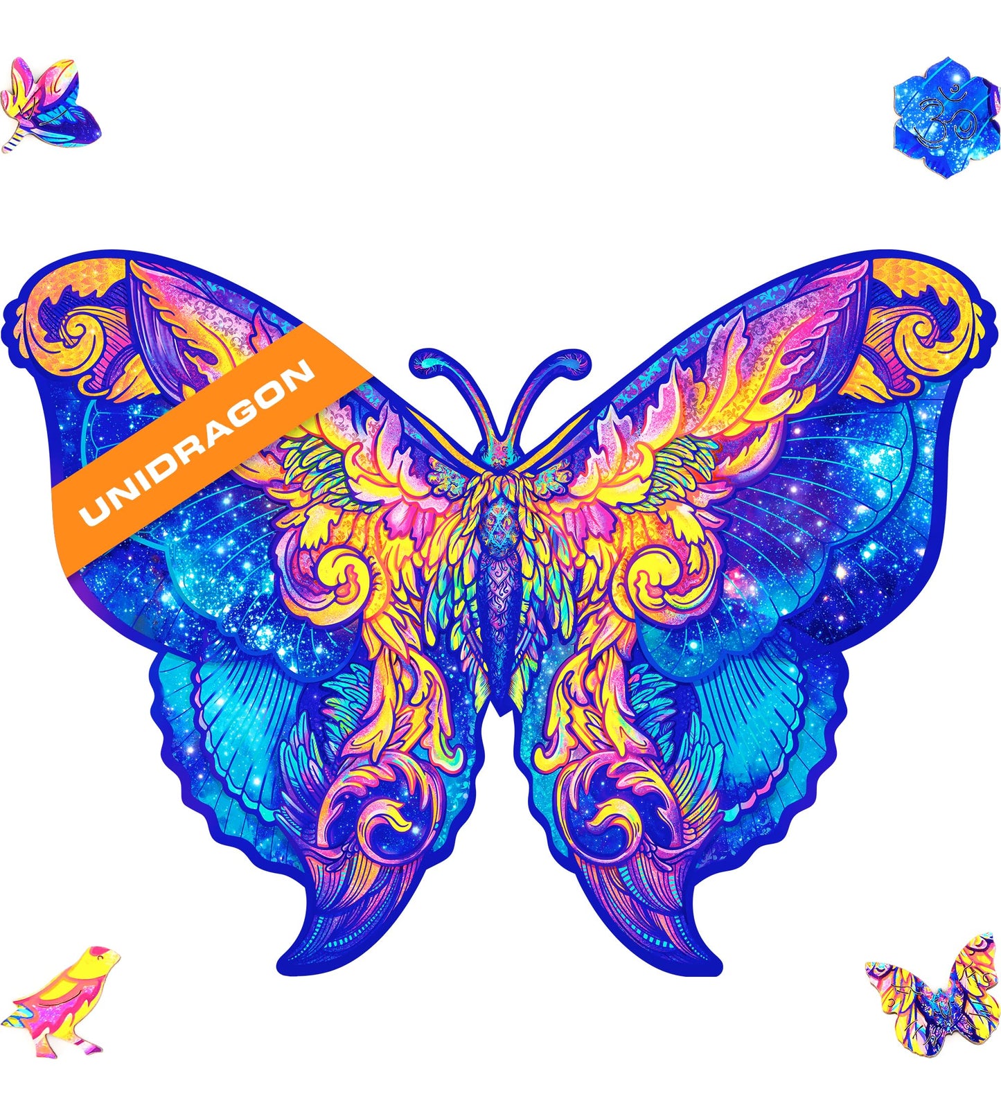 Unidragon Original Wooden Jigsaw Puzzles - Intergalaxy Butterfly, 306 Pcs, King Size 16.1'X11.8', Beautiful Gift Package, Unique Shape Best Gift For Adults And Kids