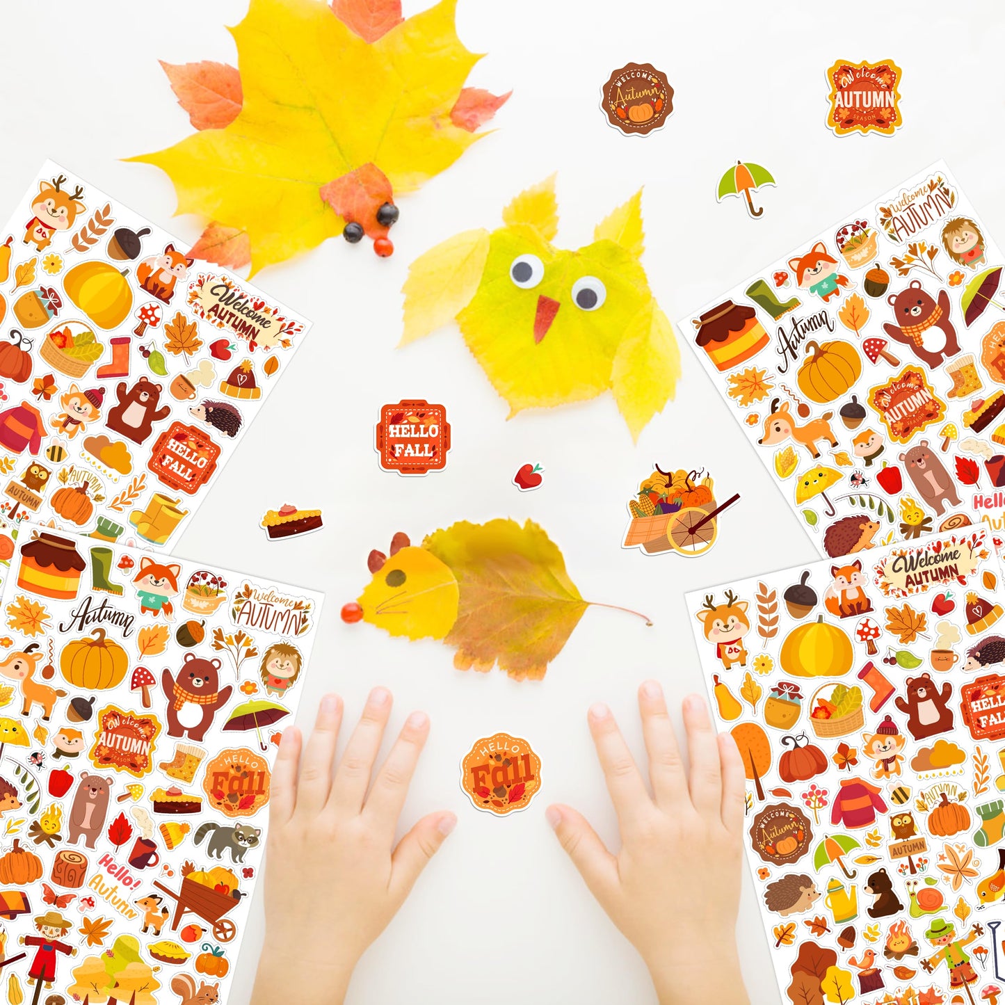 Linaye 24 Sheets Fall Stickers For Kids, 1580 Pcs Autumn Leaves Pumpkin Thanksgiving Stickers, Fall Party Favors For Kids, Fall