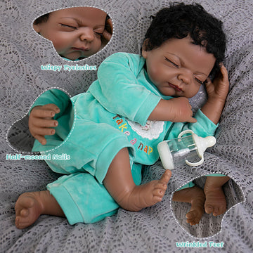 Milidool Black Reborn Baby Dolls Girl Doll 22 inch African American Lifepreviously openedborn Baby Girl Dolls Realistic Silicone Baby Doll That Look Real with Lamb Theme Set Gift