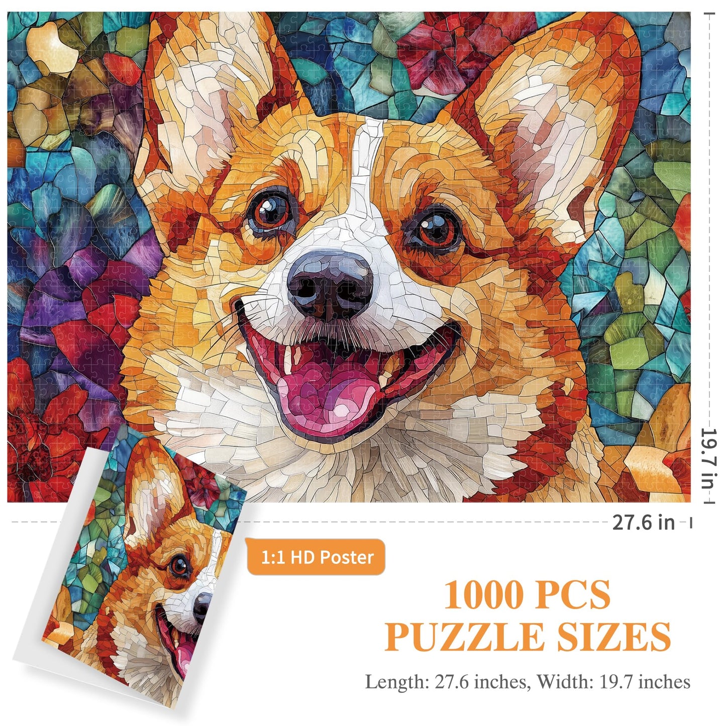 All4Jig Dog Corgi Fun Jigsaw Puzzles For Adults And Kids, 1000 Pieces, Christmas Secret Santa Gift, White Elephant Gifts For Dog
