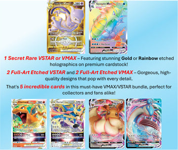 5 Pokemon Card Vmax/Vstar Bundle - X2 Vstar - X2 Vmax - X1 Secret Rare - No Duplicates