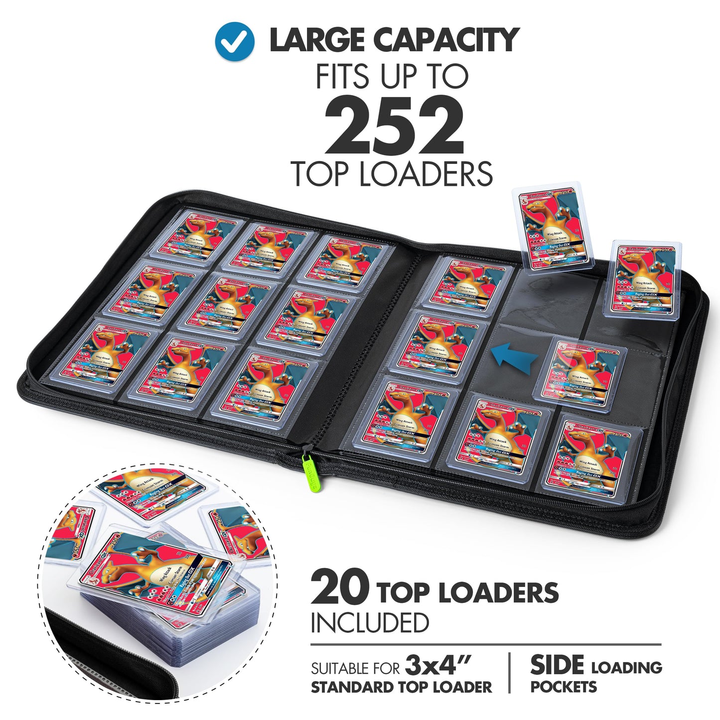 Funguys Toploader Binder, Trading Card Binder Storage, 252 9 Pocket Top Loader Binder, Collection Album For Yugioh, Mtg, Tcg, Ca