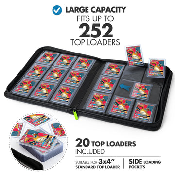 FunGuys Toploader Binder Trading Card Binder Storage 252 9 Pocket Top Loader Binder Collection Album for Yugioh MTG TCG Card Folders for Trading Cards