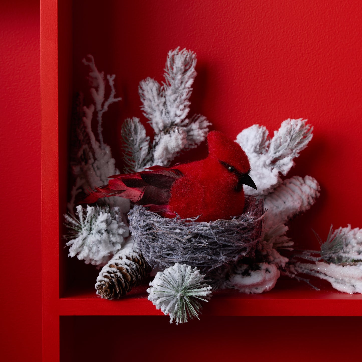 Feathered Cardinal Bird Shelf Sitter (Set Of 6)