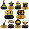 Gexolenu 10 Pcs 60Th Birthday Honeycomb Centerpieces Gold Black Cheers To 60 Years Birthday Centerpieces Tables Toppers For 60Th