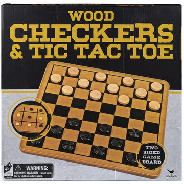 Cardinal Games Wood Checkers & Tic Tac Toe - 2 Sided Game Board and Pieces, multi color, basic pack (6029785)