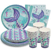 Royal Bluebonnet Mermaid Party Plates - 24 Sets Of Mermaid Plates And Napkins Party Supplies, Mermaid Paper Plates, Mermaid Birt