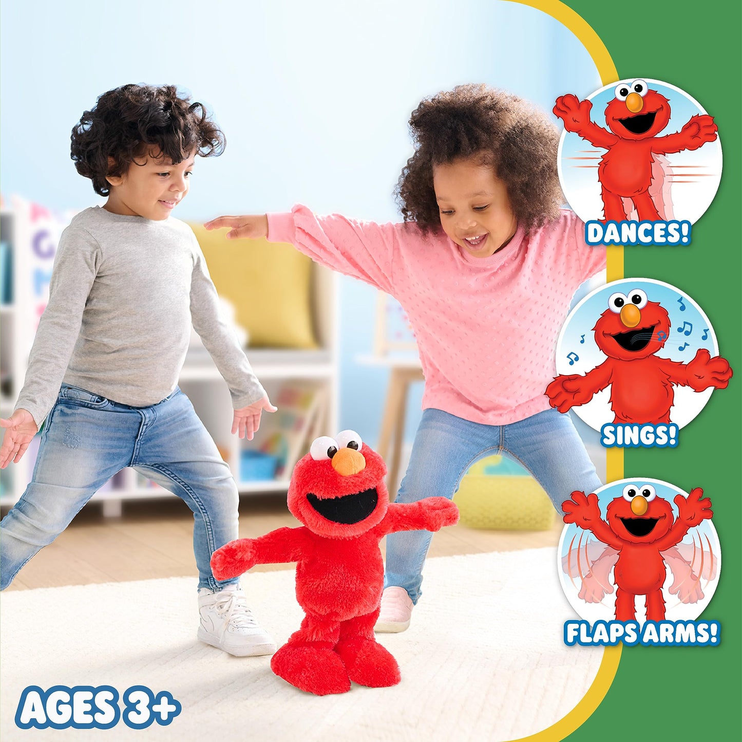 Just Play Sesame Street Elmo Slide Singing And Dancing 14-Inch Plush, Officially Licensed Kids Toys For Ages 2 Up