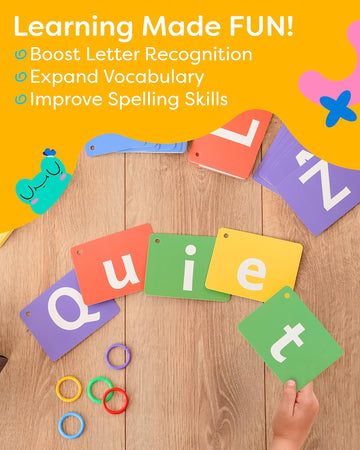 The Bambino Tree Alphabet Flash Cards - Abc Jumbo Flash Cards For Kids Ages 3-6 - Lowercase & Uppercase Letter Recognition Learn