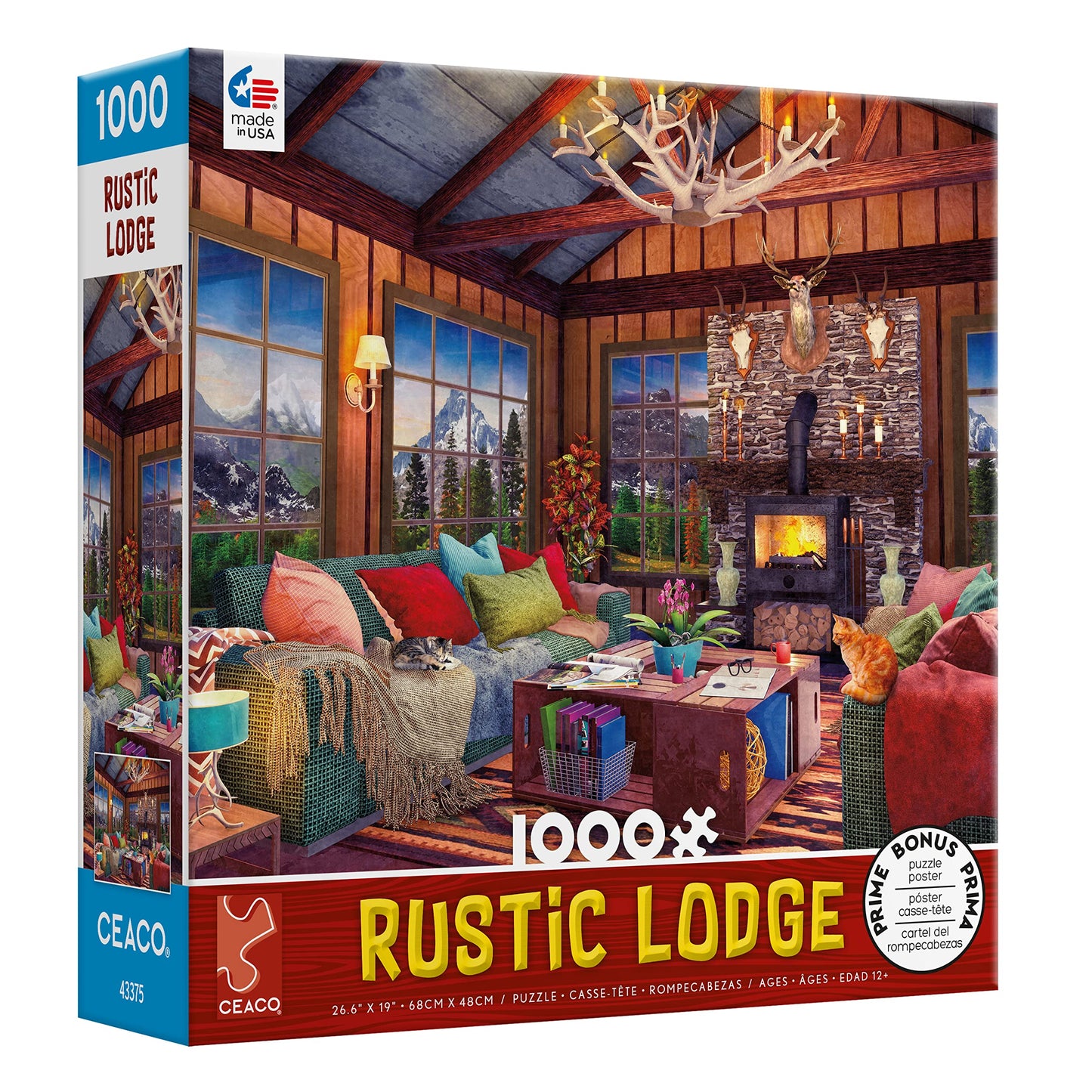 Ceaco - Rustic Lodge - Cozy Fire - 1000 Piece Jigsaw Puzzle, 27 X 20