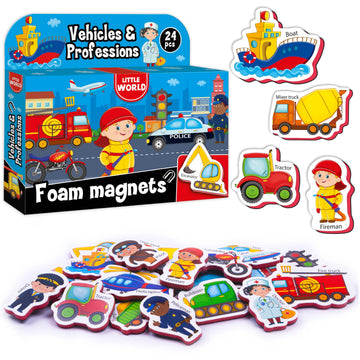 Little World 24 Foam Fridge Magnets for Toddlers - Child Safe, Chunky Size, Multi Color, Model RK93010-02