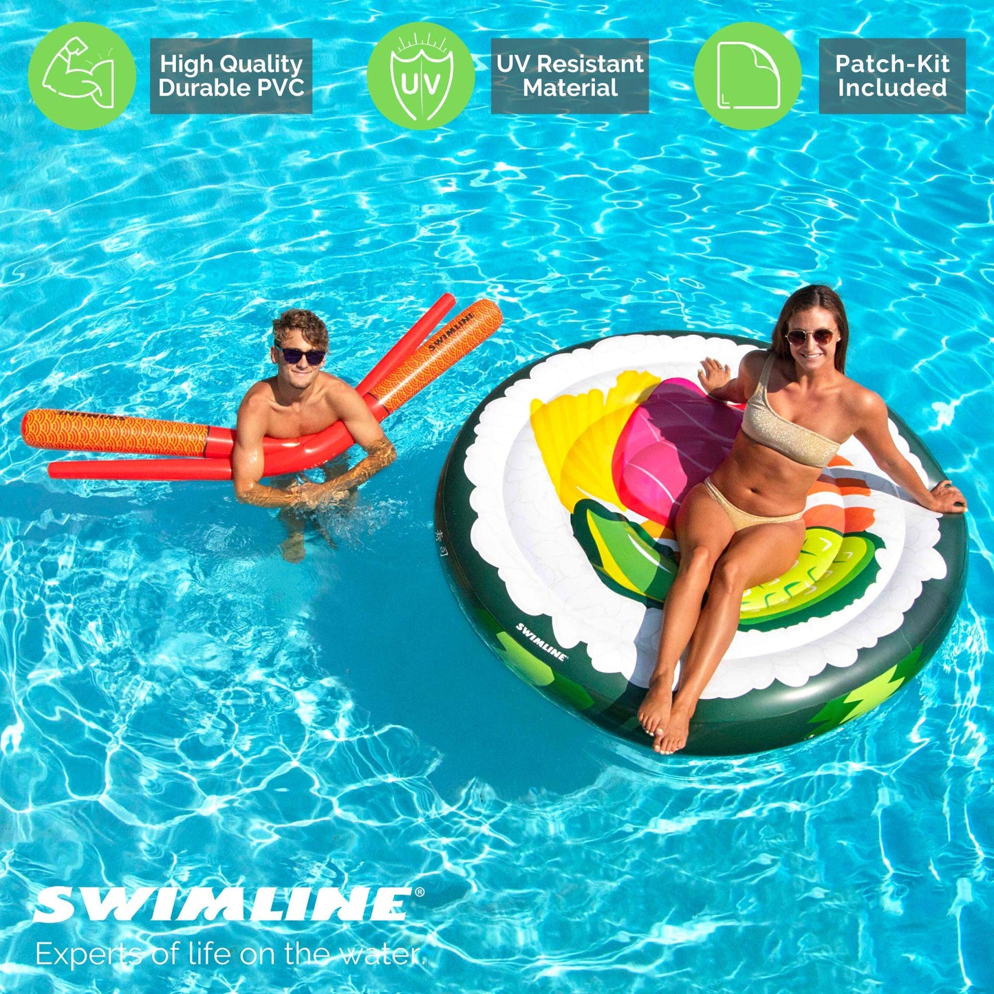 Swimline Futomaki Sushi Floating Island With Doodle Chopsticks Set 60'