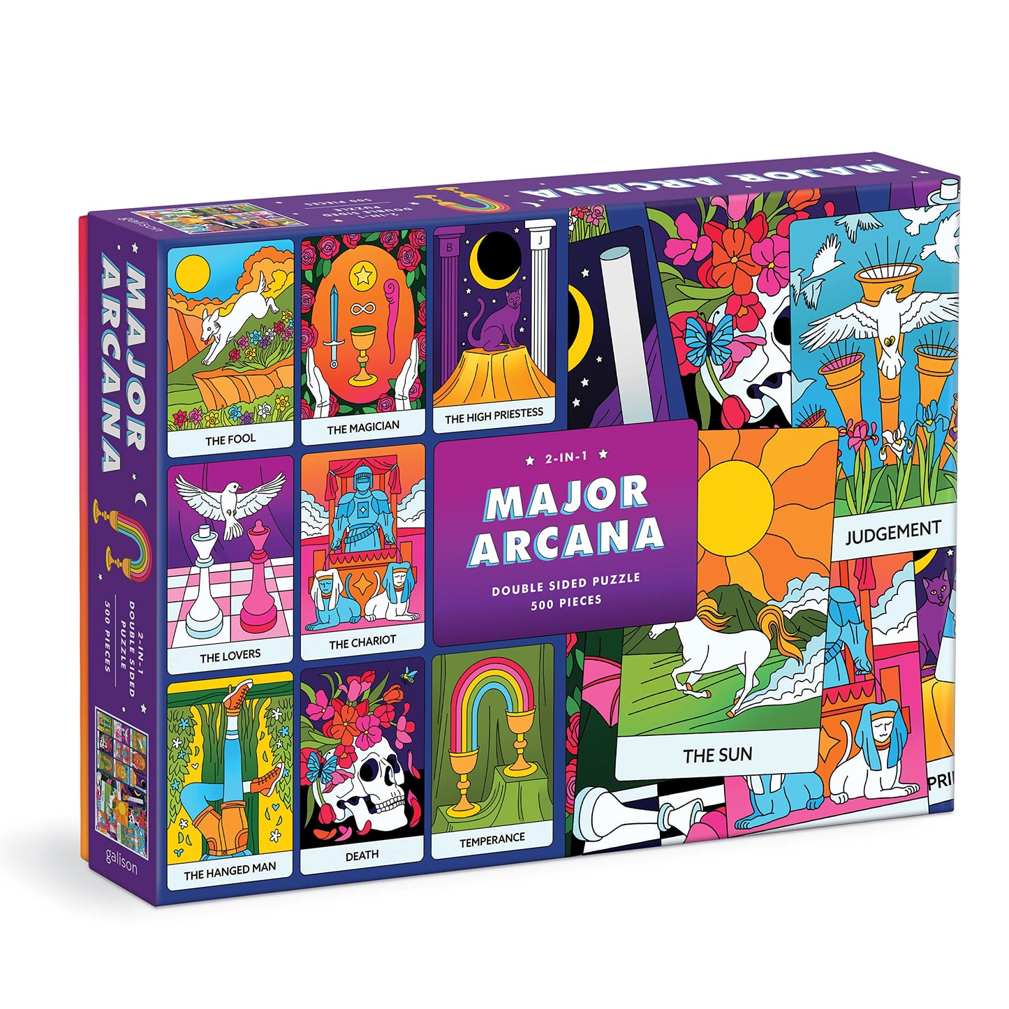 Galison Major Arcana 500 Piece Double Sided Puzzle - Tarot Cards Life Lessons, Thick Pieces, Fun Family Activity, Great Gift Idea