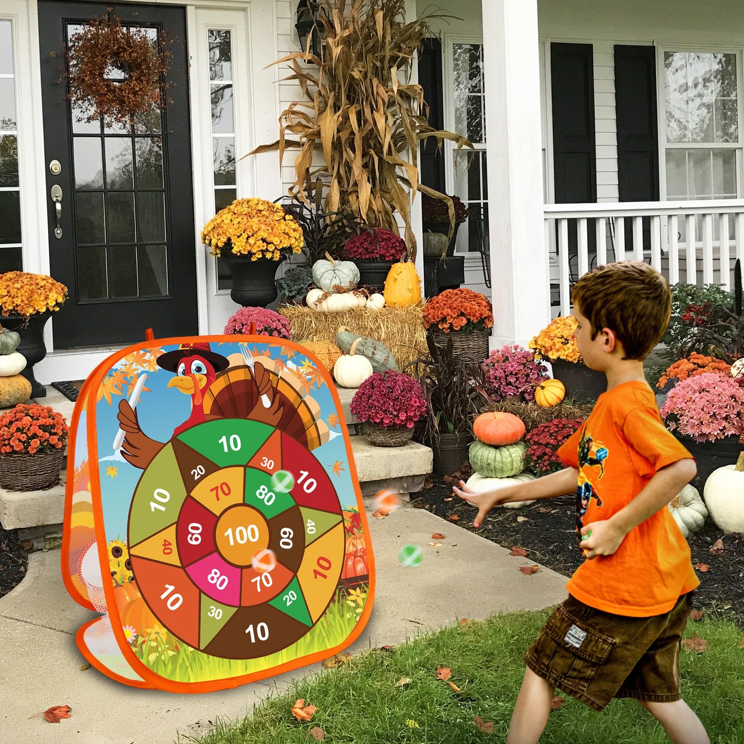 Fall Thanksgiving Bean Bag Toss Games For Kids, Fall Festival Party Games Outdoor Indoor Turkey Dart Board For Kids Carnival Gam