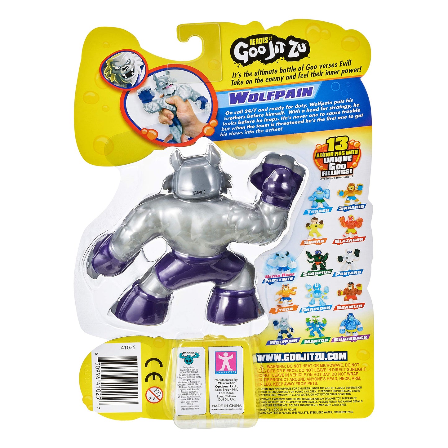 Goo Jit Zu Heroes of Goo Jit Zu Crunchy Wolf Action Figure - Wolfpain, Multicolor, Model 41025