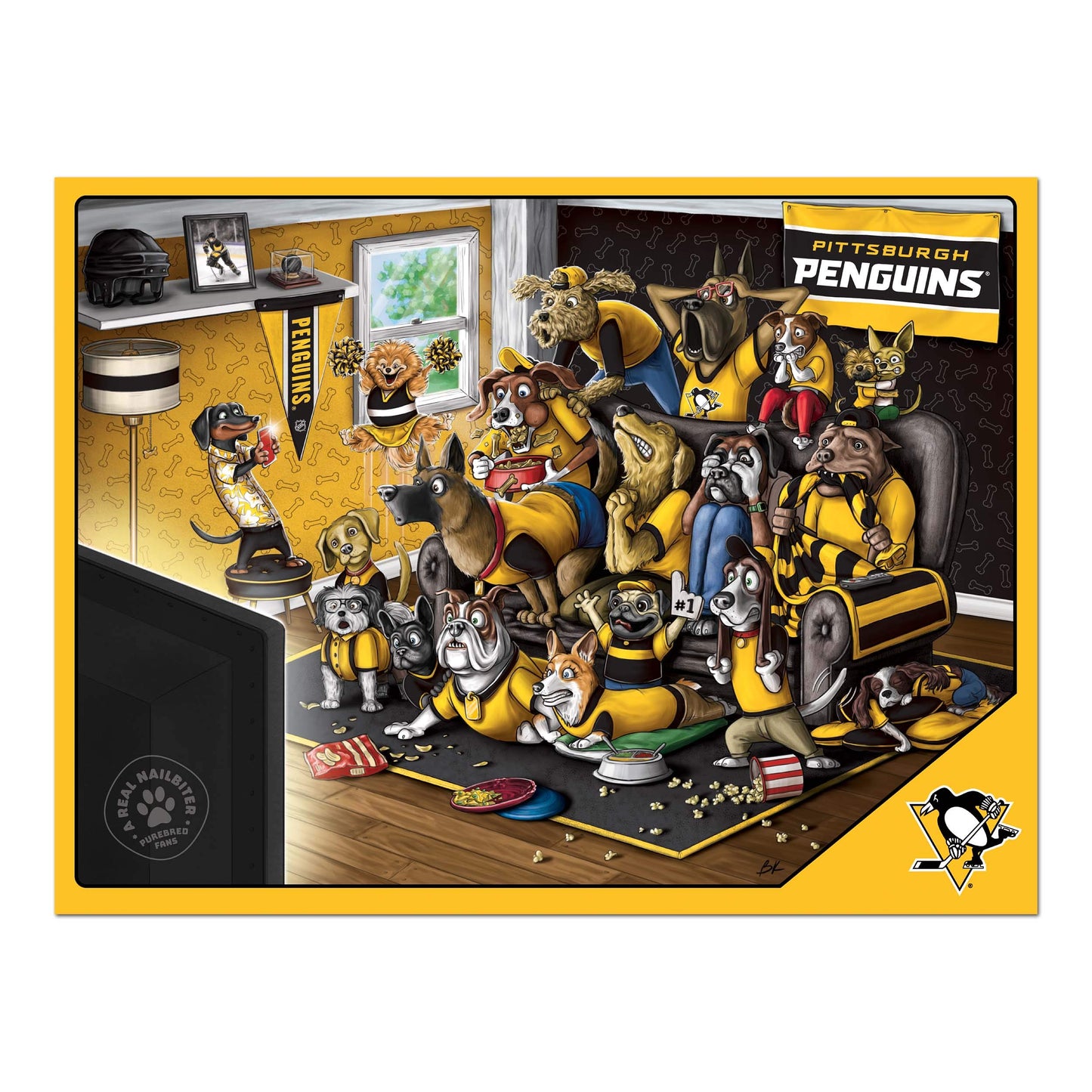 Youthefan Nhl Pittsburgh Penguins Purebred Fans 500Pc Puzzle - A Real Nailbiter