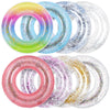 Elcoho 8 Pieces 36 Inches Inflatable Pool Floats Colorful Glitter Pool Tubes Transparent Swimming Ring Pool Floats Toy for Summer Beach Pool Supplies