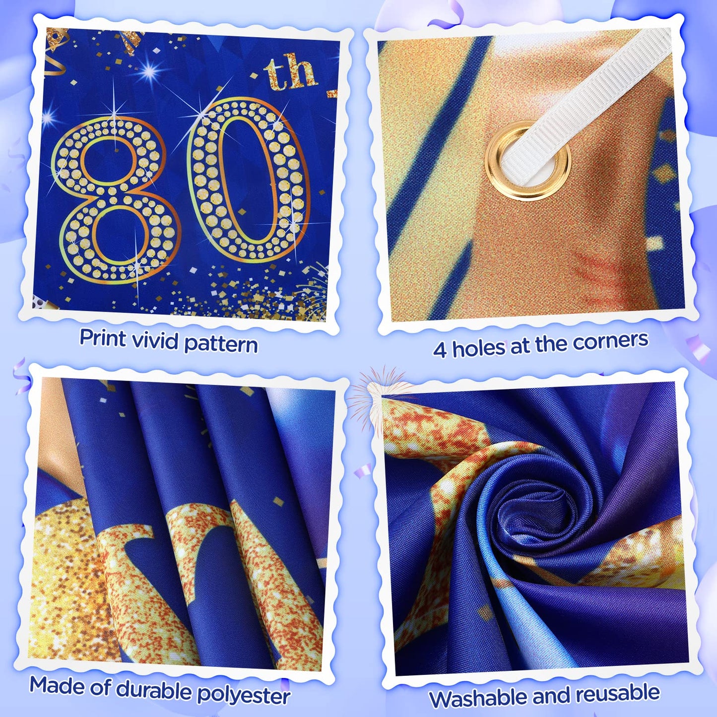 80Th Birthday Decorations For Men Women Blue And Gold,Navy Blue Gold Birthday Party Yard Banner 18 Pcs 80Th Happy Birthday Balloons For 80Th Anniversary Birthday Party Supplies Christmas Outdoor Decor