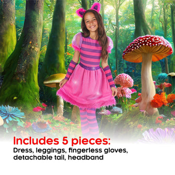 Morph Striped Pink Cat Costume For Girls - Pink Cat Costume Kids - Cat Halloween Costumes For Girls - Purple Cat Costume Kids M