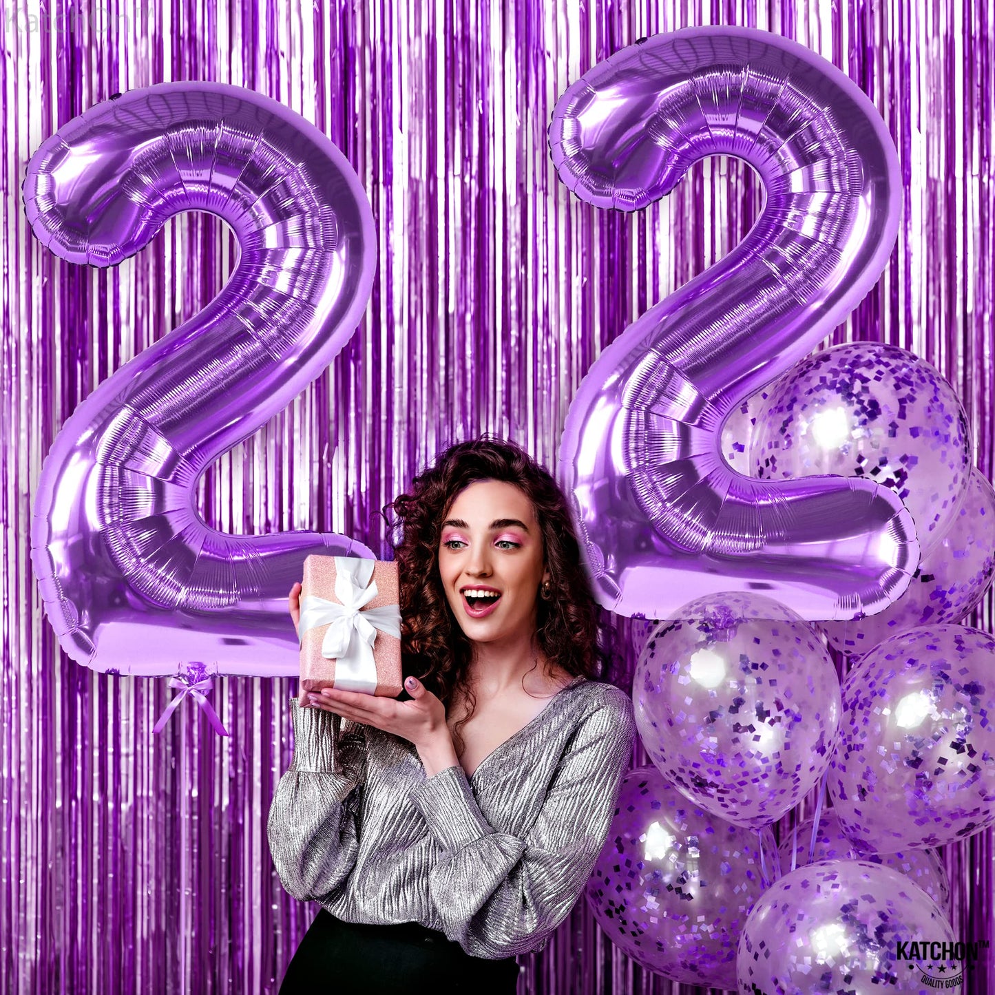 Katchon, Purple 22 Balloon Number - Big, 40 Inch | 22 Birthday Decorations For Women | 22 Balloons, 22Nd Birthday Decorations For Women | 22 Birthday Balloons, 22 Year Old Balloon | 22 Number Balloons