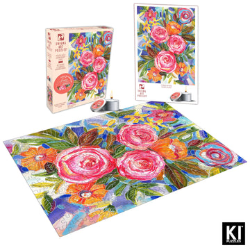 Ki Puzzles 500 Piece Puzzle For Adults Aromatherapy Flowers In Vase Jigsaw With Scented Candle From Playview Brands