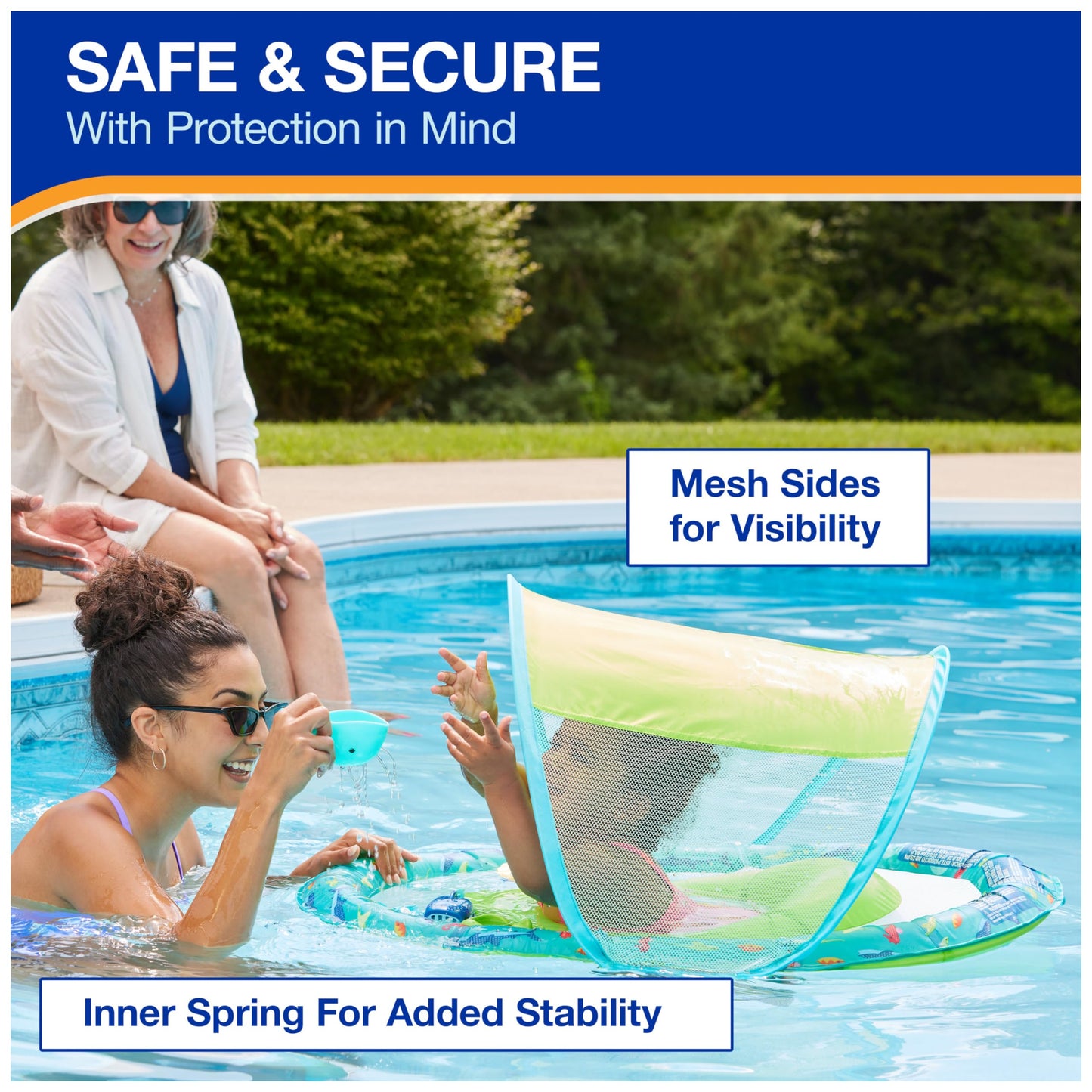 Swimways Baby Spring Float Splash N Play, Baby Pool Float With Canopy & Upf Protection, Swimming Pool Accessories For Kids 9-24