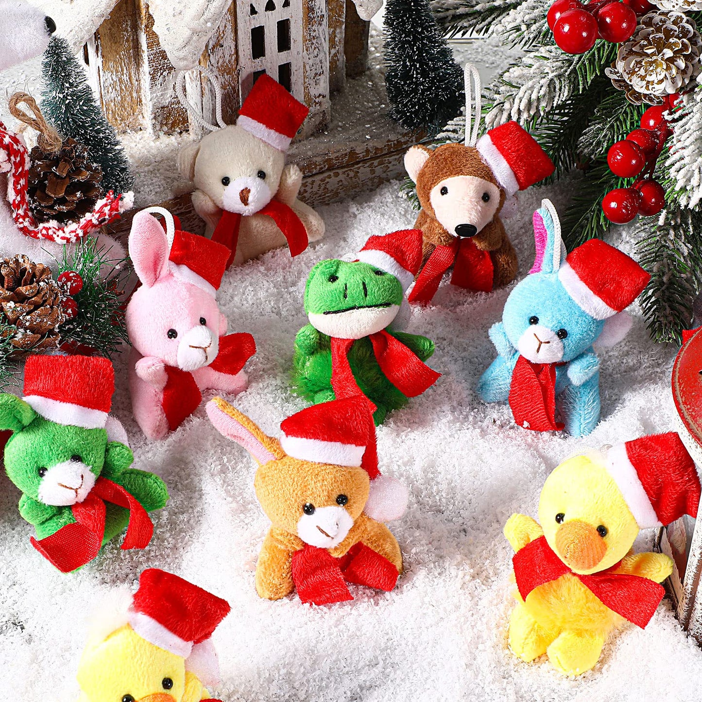 Skylety 50 Pcs Mini Stuffed Animals Set Cute Safari Plush Animal Toys Bulk Tiny Plush Keychain Animals Decoration For Teacher St